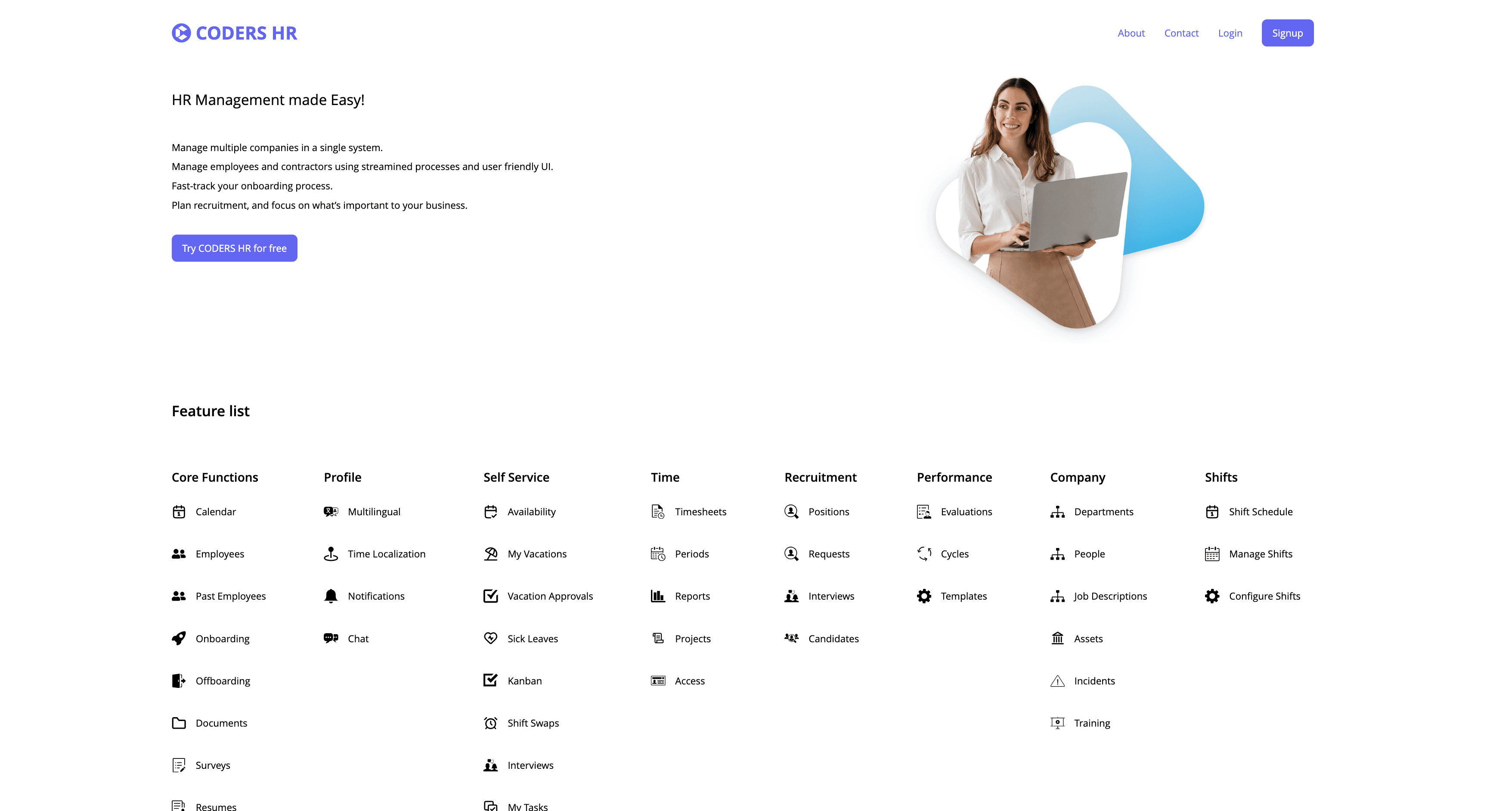 Coders HR platform interface